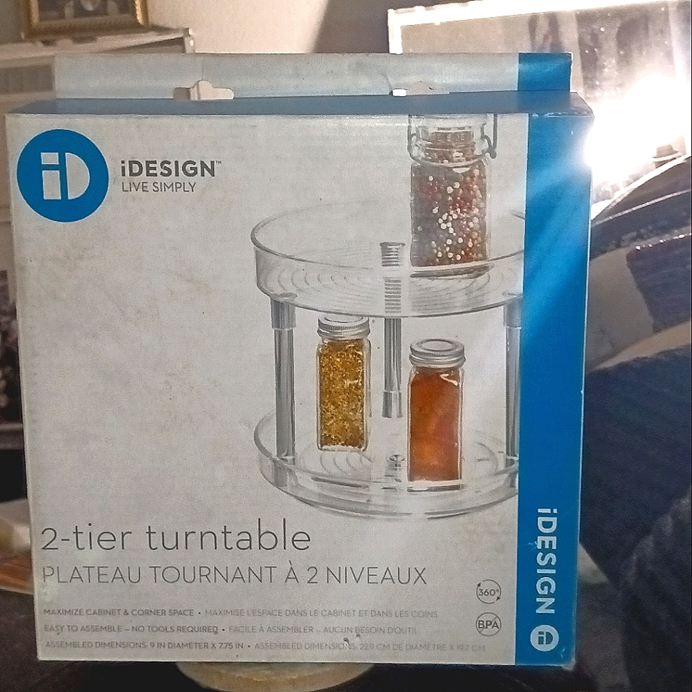 iDesign Linus Pantry Organizer 2-Tier Cabinet Turntable (Clear) NEW IN BOX